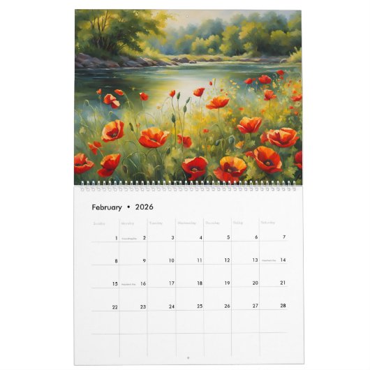 Poppy Flowers Art, Beautiful Meadows Natuur Kalender (Feb 2026)