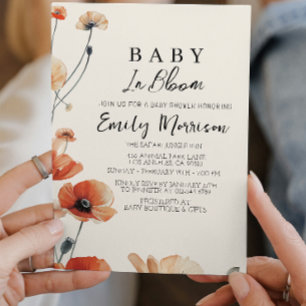 Poppy Flowers Baby in bloei Komend Baby shower Kaart