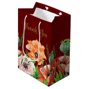 Poppy Flowers Bedankt voor de middelgrote cadeauta Medium Cadeauzakje