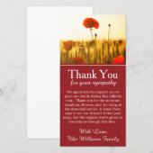 Poppy Flowers Bereavement Memorial Bedankkaart (Voorkant / Achterkant)