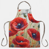 Poppy Flowers Blossom Gepersonaliseerde naam Keuke Schort (Voorkant)