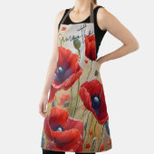 Poppy Flowers Blossom Gepersonaliseerde naam Keuke Schort (Insitu)