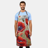 Poppy Flowers Blossom Gepersonaliseerde naam Keuke Schort (Gedragen)