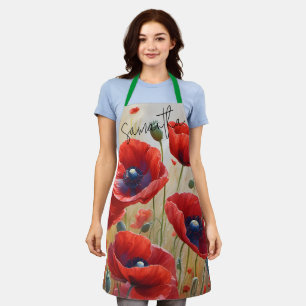 Poppy Flowers Blossom Gepersonaliseerde nieuwighei Schort