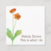 Poppy Flowers Botanisch Sinaasappel Bloemkunst Vierkante Visitekaartje (Voorkant)