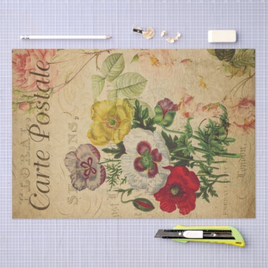 Poppy Flowers  Briefkaart ontkoppeling Tissuepapier (Craft)