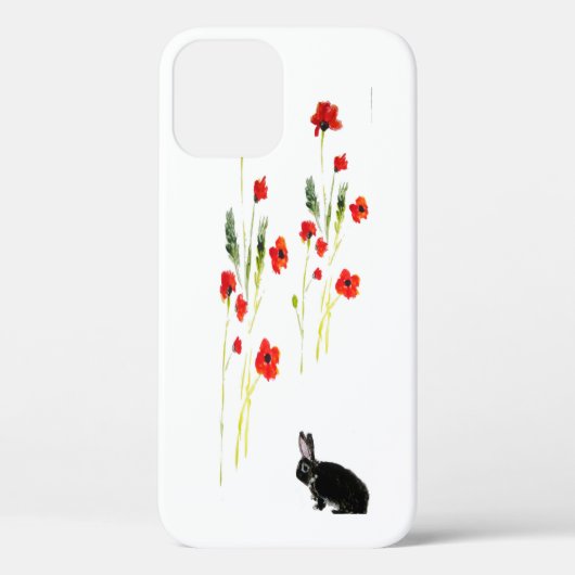 Poppy Flowers Bunny Rabbit Art Case-Mate iPhone Case (Achterkant)
