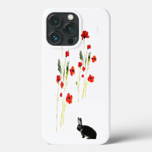 Poppy Flowers Bunny Rabbit Art Case-Mate iPhone Case (Achterkant)