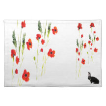 Poppy Flowers Bunny Rabbit Floral