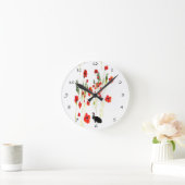 Poppy Flowers Bunny Rabbit Ronde Klok (Huis)