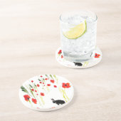 Poppy Flowers Bunny Rabbit Zandsteen Onderzetter (Zijkant)