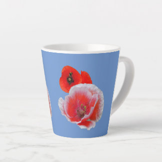 Poppy Flowers Close up Cust. Blue Latte Mok