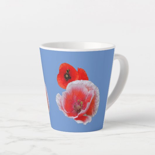 Poppy Flowers Close up Cust. Blue Latte Mok (Rechterhoek)