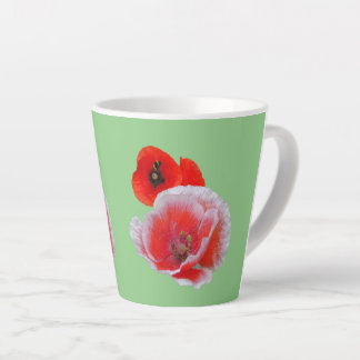 Poppy Flowers Close up Cust. Green Latte Mok