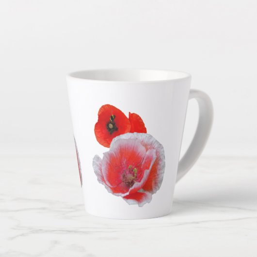 Poppy Flowers Close-up Cust. Witte latte Mok (Rechterhoek)