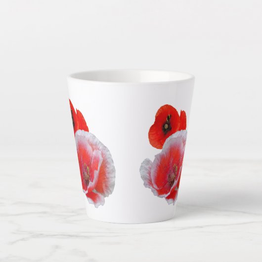Poppy Flowers Close-up Cust. Witte latte Mok (Voorkant)