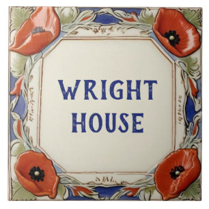 Poppy Flowers Custom House Naam Bord Teken Plaque Tegeltje