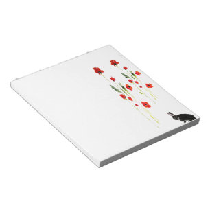 Poppy Flowers Cute Bunny Rabbit Notitieblok