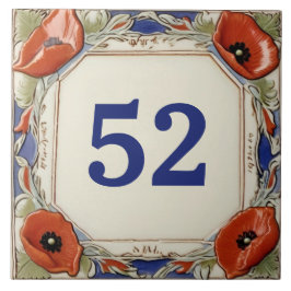Poppy Flowers Deur Huisnummer Bord Teken Plaque Tegeltje