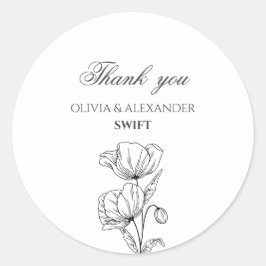Poppy Flowers eenvoudige elegante bruiloft sticker