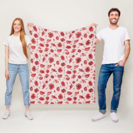 Poppy Flowers Fleece Deken
