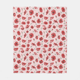 Poppy Flowers Fleece Deken