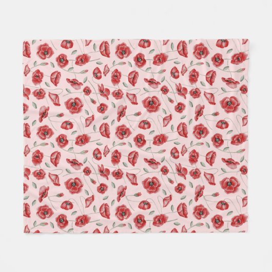Poppy Flowers Fleece Deken (Voorkant (Horizontaal))