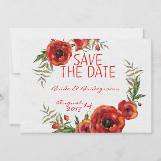 Poppy Flowers Floral Save the Date Wedding (Voorkant)