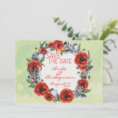 Poppy Flowers Floral Save the Date Wedding (Staand voorkant)