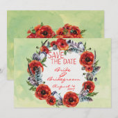 Poppy Flowers Floral Save the Date Wedding (Voorkant / Achterkant)