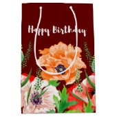 Poppy Flowers Happy Birthday Medium Cadeauzakje (Voorkant)