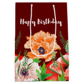 Poppy Flowers Happy Birthday Medium Cadeauzakje (Achterkant)