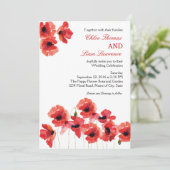 Poppy Flowers Huwelijksuitnodiging Kaart (Staand voorkant)