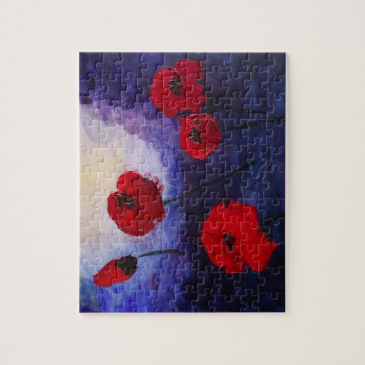 Poppy Flowers Impasto Art Puzzel met geschenkdoos Legpuzzel (Verticaal)