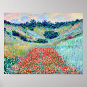 Poppy Flowers in een veld, Claude Monet Poster