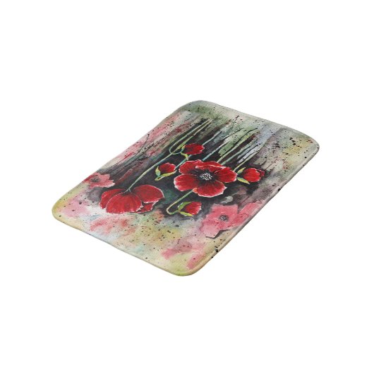 Poppy Flowers in Waterverf Bath Mat (Gekanteld)
