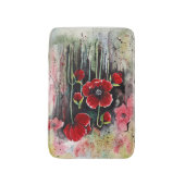 Poppy Flowers in Waterverf Bath Mat (Voorkant Verticaal)