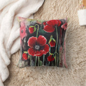 Poppy Flowers in Waterverf kussen (Deken)
