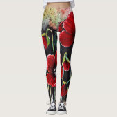 Poppy Flowers in Waterverf Leggings (Voorkant)