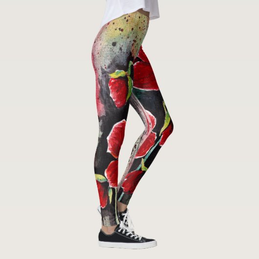 Poppy Flowers in Waterverf Leggings (Rechts)