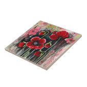 Poppy Flowers in Waterverf Tegel Tegeltje (Zijkant)