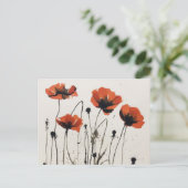 Poppy Flowers Ink Drawing Briefkaart (Staand voorkant)