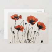 Poppy Flowers Ink Drawing Briefkaart (Voorkant / Achterkant)