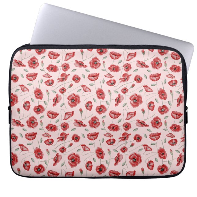 Poppy Flowers Laptop Sleeve (Voorkant)