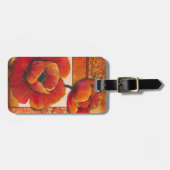 Poppy Flowers op Tan en Oranje achtergrond Bagagelabel (Voorkant horizontaal)