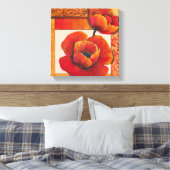 Poppy Flowers op Tan en Oranje achtergrond Canvas Afdruk (Insitu (Slaapkamer))
