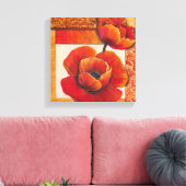 Poppy Flowers op Tan en Oranje achtergrond Canvas Afdruk (Insitu (Woonkamer))