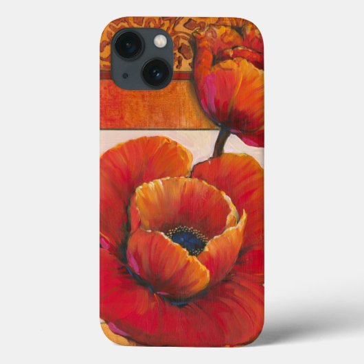 Poppy Flowers op Tan en Oranje achtergrond Case-Mate iPhone Case (Achterkant)