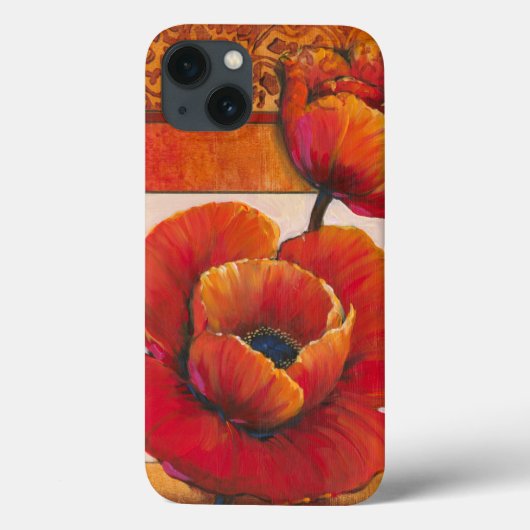 Poppy Flowers op Tan en Oranje achtergrond Case-Mate iPhone Case (Achterkant)