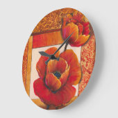 Poppy Flowers op Tan en Oranje achtergrond Grote Klok (Hoek)